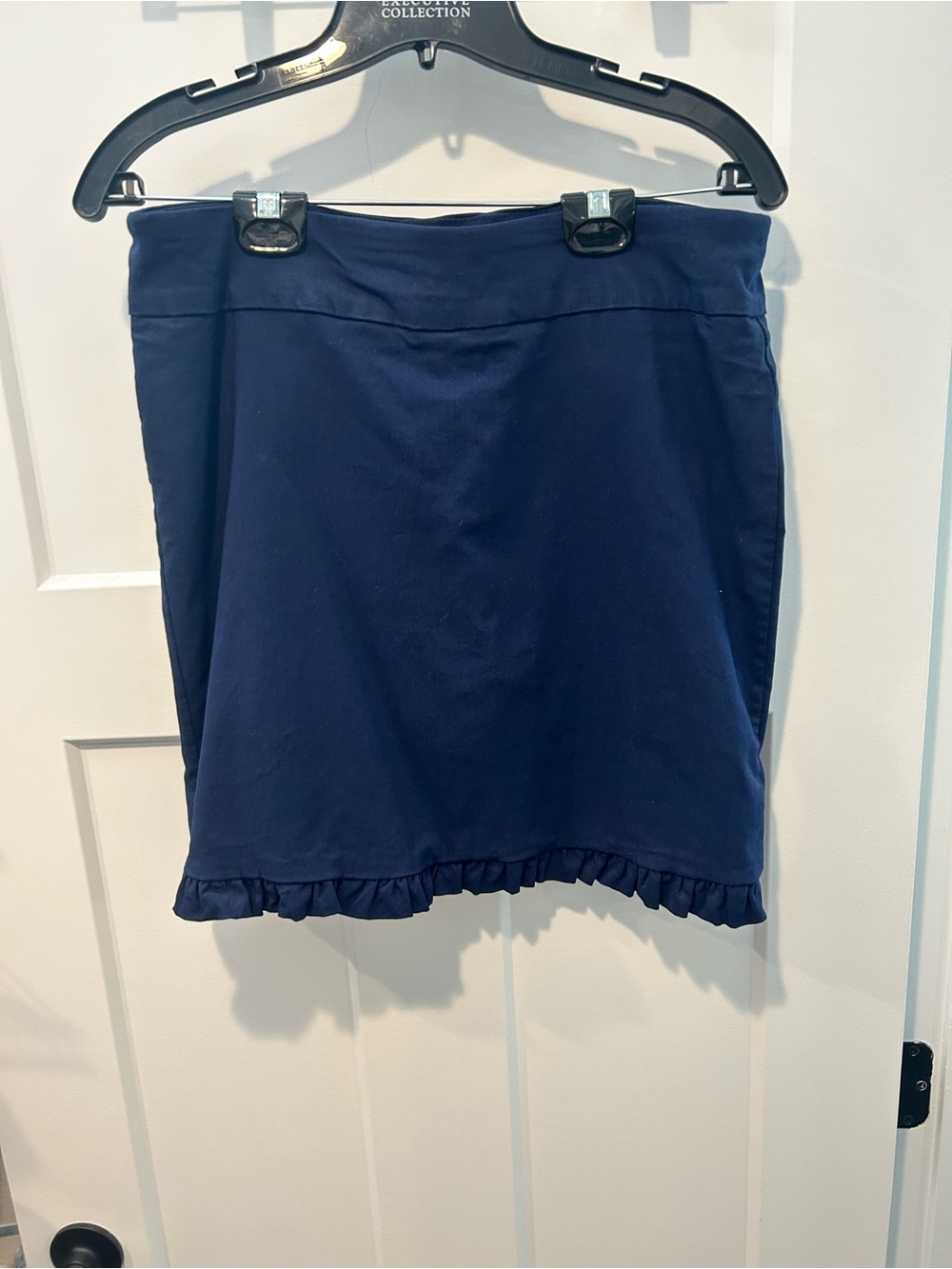 Kim Rogers Navy Ruffle-Hem Mini Skirt
